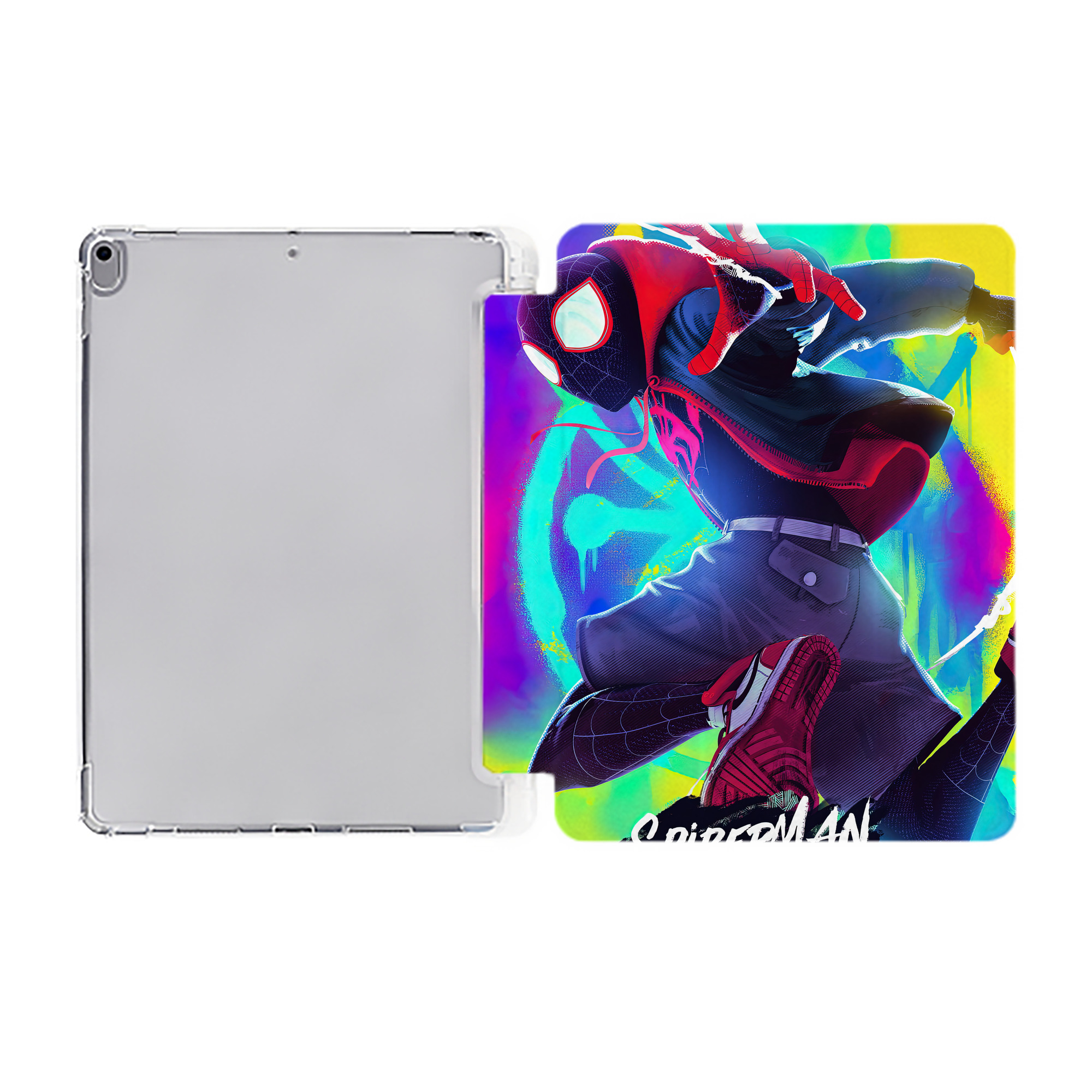 （画像用） Spider Man スパイダーマン IPad ケース ペン収納付き 三つ折りスタンド PUレザー×シリコン 対応機種9.5/10.5/10.9インチ